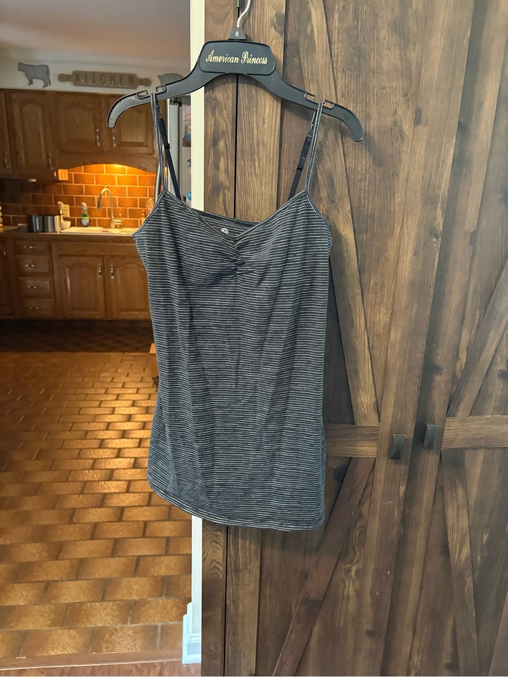 Women’s fitted Black & Gray Striped Cami Top